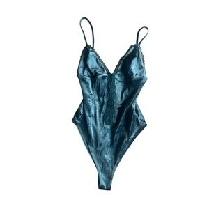 Sleek Teal Velvet Bodysuit